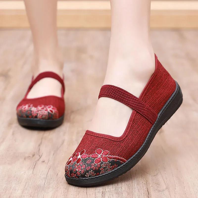 Kvinner Søt Rund Toe Høy kvalitet Lette Blomster Loafers Dame Uformelle Komfort Danse Flat Sko