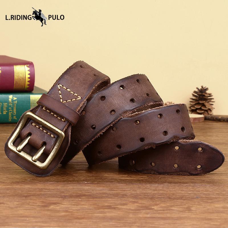 

Ретро Корейская Версия Модная Личность Инс Антиаллергенный Ремень с Двойной Пряжкой Мужская Мода Новый Молодежный Ремень 125cm кофейный