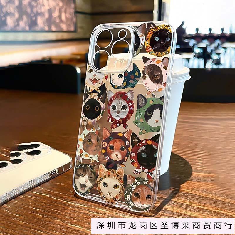 Headscarf Cat Apple 16promax Mobile Phone Case 15pro Art 14pro Creative 13 Trendy 12 Soft 11 Niche