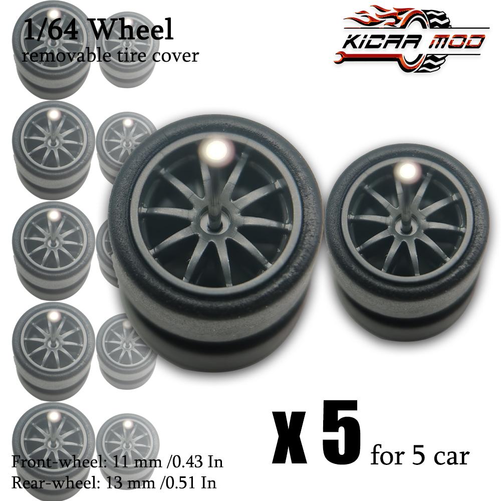 1/64 Vorderrad Klein Hinterrad Groß Mit Abnehmbaren Slick-Gummireifen Für Modellautos Tuning-Teile Für Hotwheels (5 Sätze)
