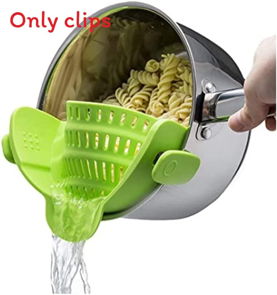 On Strainer Clip Pan Silicone Pot Drainer Fruit Colander Food Kitchen Filter