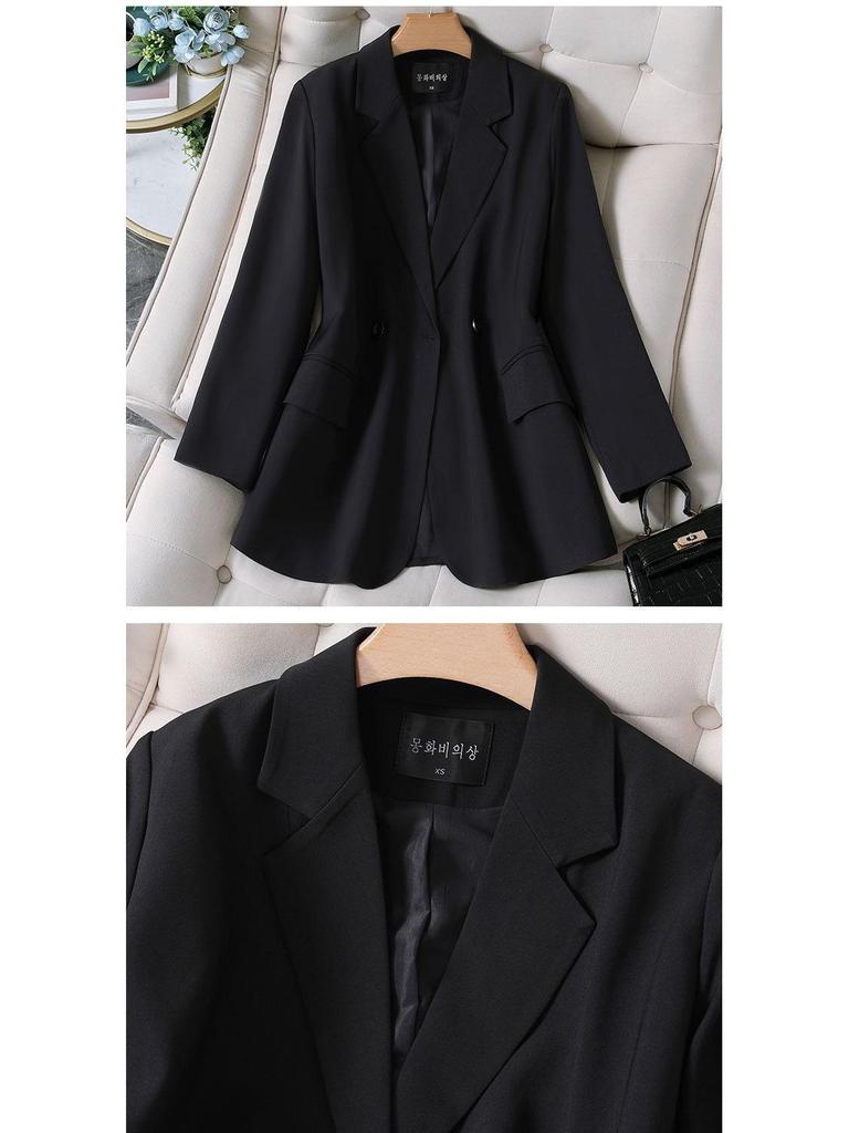 Grauer Blazer für zierliche Frauen, zweiteiliges Set - 2025 Frühling & Herbst, lockerer Freizeitanzug