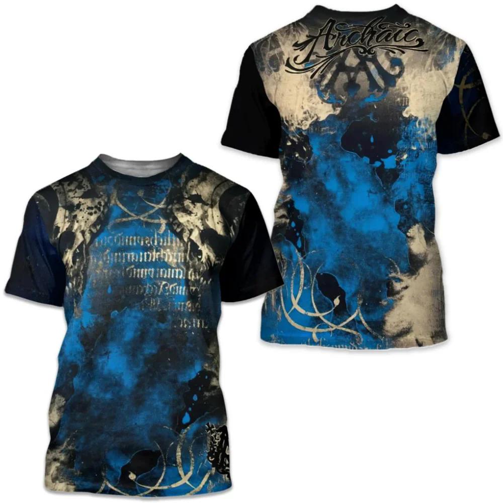 Summer New Men's Top 3D Printed Cross Pattern Comfortable Casual Fashion Trendy T-shirt Street Fashion Short Sleeve Plus Size