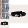 Punk Style Black Pu Woven Belt With Alloy Buckle For Streetwear And Casual Outfits