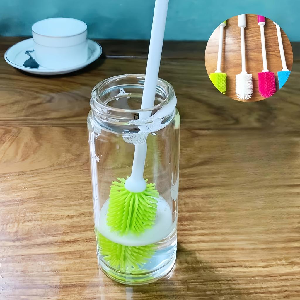 1pc Long Handle Cleaning Brush - Heavy-Duty, Non-Slip Grip for Narrow Bottles, Wine, Beer, Thermos,Sports - Kitchen, Bar,Party - Durable Plastic Brush