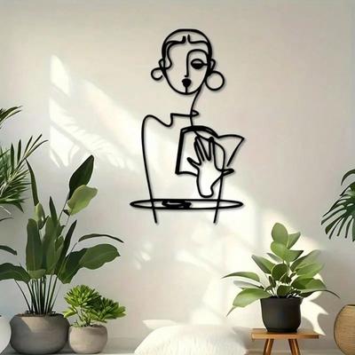 Metal Wall Art Female Silhouette Sculpture Minimalist Line Decor