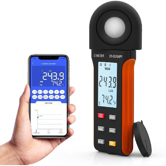 BTMETER Digital Illuminance Meter Light Meter Lumen Tester Brightness Photometer 5000A