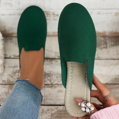 Fashion Knitted Breathable Women's Half Slippers 2024 Casual Fashion Female Loafers Soft and Comfortable Summer Daily Slippers Zapatos