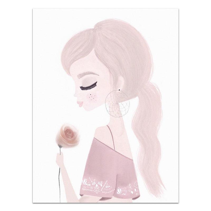 

Nordic Акварель Мультфільм Єдиноріг Олень Кролик Дівчинка Картина на полотні Квітка Плакат Лебідь Настінні картини Дитяча кімната Прикраса дому 21x30cm No Frame