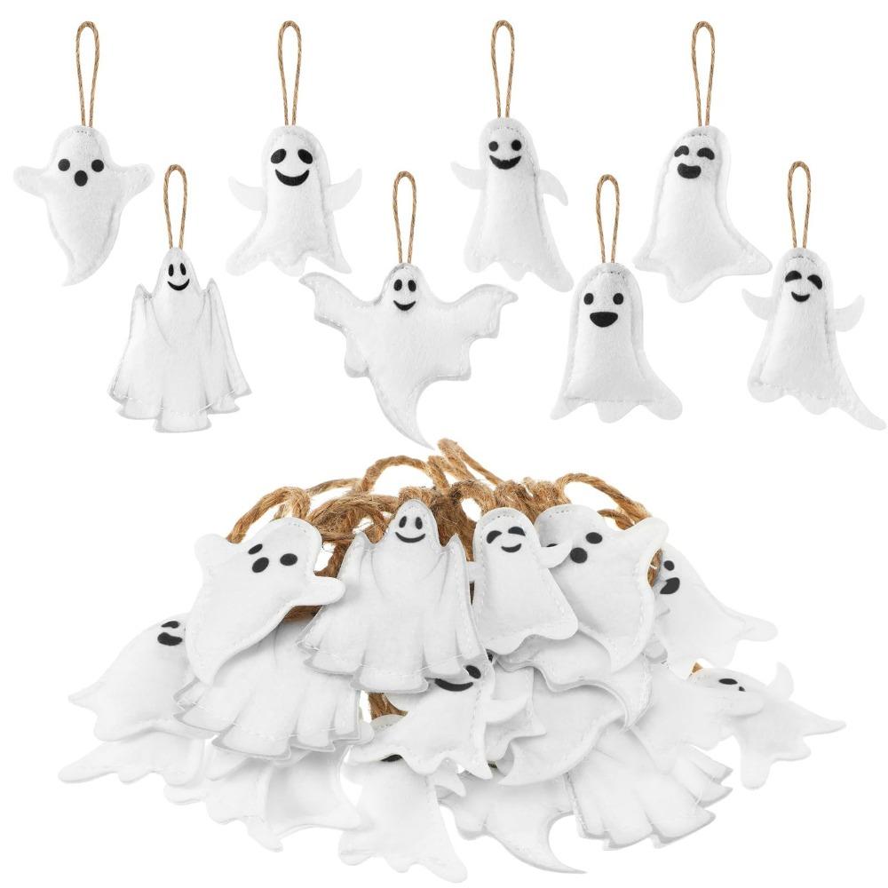 24PCS Ghost Venue Layout Halloween Ornament Hangable Ghost Felt Pendant for Car Interior Ornament
