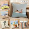 Summer Surfing Ins Art Cushion Cover Silky Short Plush Invisible Zipper Dustproof Sofa Pillow Case For Home Decor