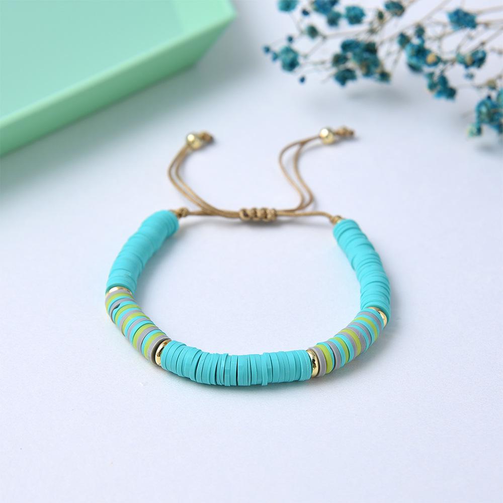 

Этнический стиль Красочный браслет из полимерной глины с жемчужными бусинами и цепочкой с преувеличенной застежкой-подковой для женщин