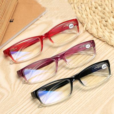 Vogue Hyperopic Unisex Reading Glasses Anti-blue Light 1pc Parents Seniors Rectangle Newspaper Full-Frame Anti-UV