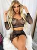 Sexy Black Fishnet Erotic Lingerie Underwear Elastic Hot Women Costumes For Hollow Mesh Skirt Two Pcs Set Transparent Clothing