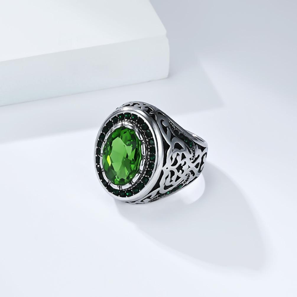 2026 Retro Gemstone Ring Men's Personality Fashion Wear Finger Ring Jewelry