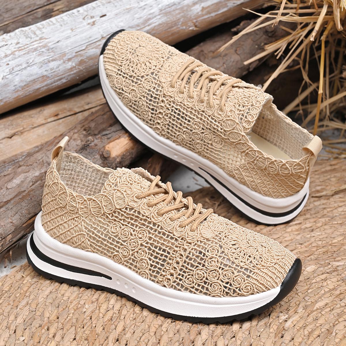 

Fashion Sneakers For Women Fashion Breathable 2025 New Comfortable Soft Sneakers Women Mesh Fabric Lace Up Woman Shoes Female Footwear 43 хаки