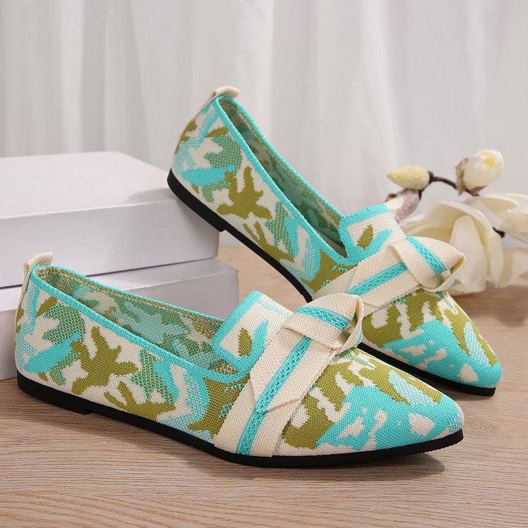 2024 Breathable Lightweight Slip-on Fashion Shoes with Bow, Pointed Toe, and Plus Size Options