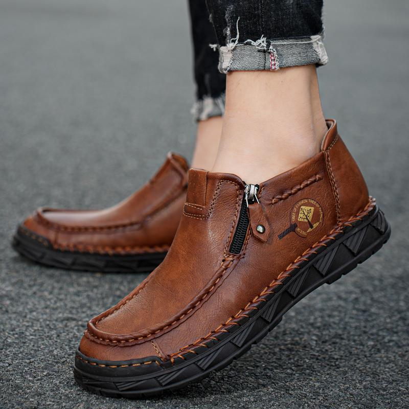 Fashion Luxury Mens Shoes Fashion Handmade Leather Shoes Outdoor Casual Ankle Boot Slip on Driving Shoes for Men Loafers Mocassin Homme