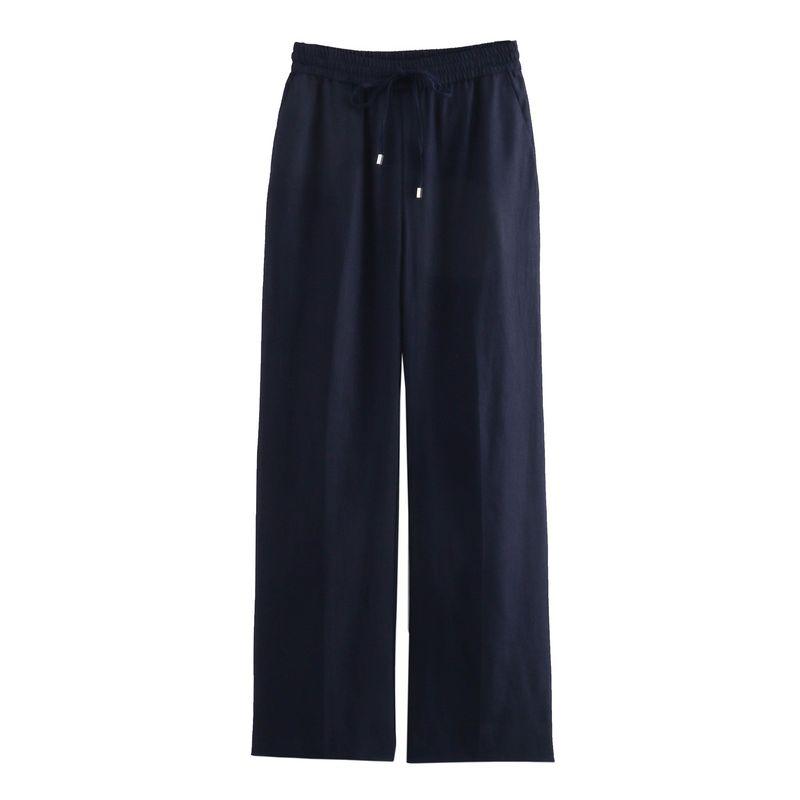 

Kaslead New Arrival Women s Clothing Fashion Style Fashion All-Match Minimalist Casual Linen Straight Pants 9929040 Navy S