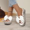 European and American foreign trade large size thick-bottomed bow one-word slippers women wear leopard print beach cool slippers Slippers