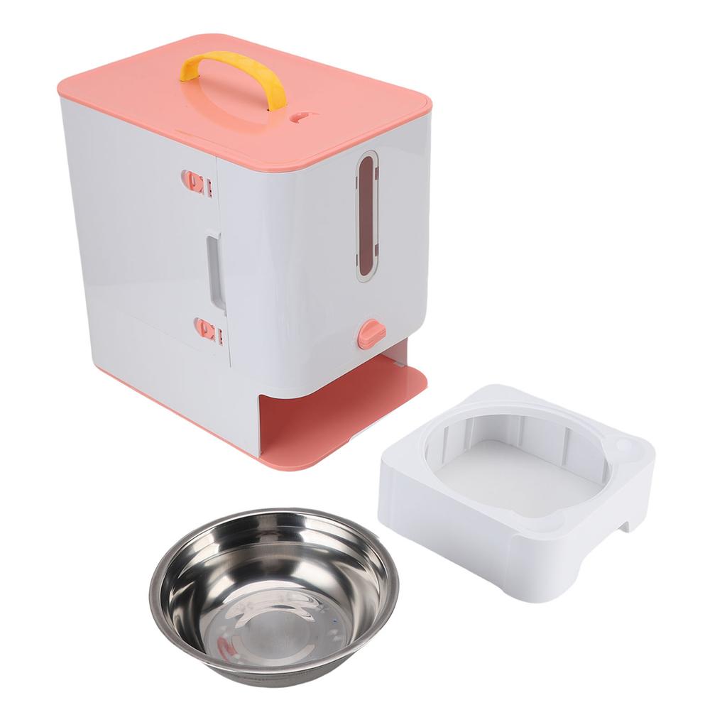 Multifunctional Pet Food Container Feeder Cat Food Dispenser Feeder Station Treat Storage for Indoor Outdoor Pink
