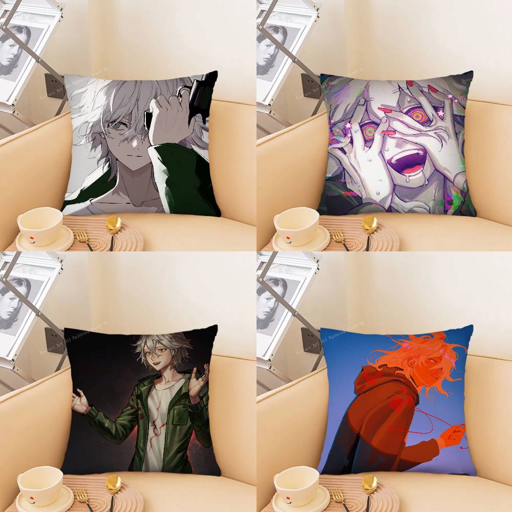 Nagito Komaeda Anime DDanganronpa Pillow Case Fashion Square Pillowcase Bedroom Sofa Room Ins Decoration Leisure