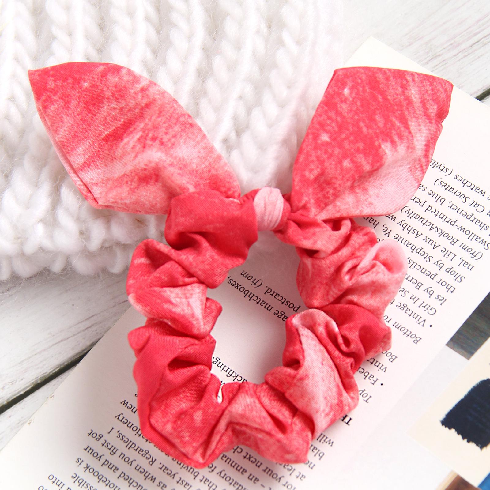 

Duoling Летняя градиентная резинка для волос с кроличьими ушками в стиле тай-дай для женщин розы красного