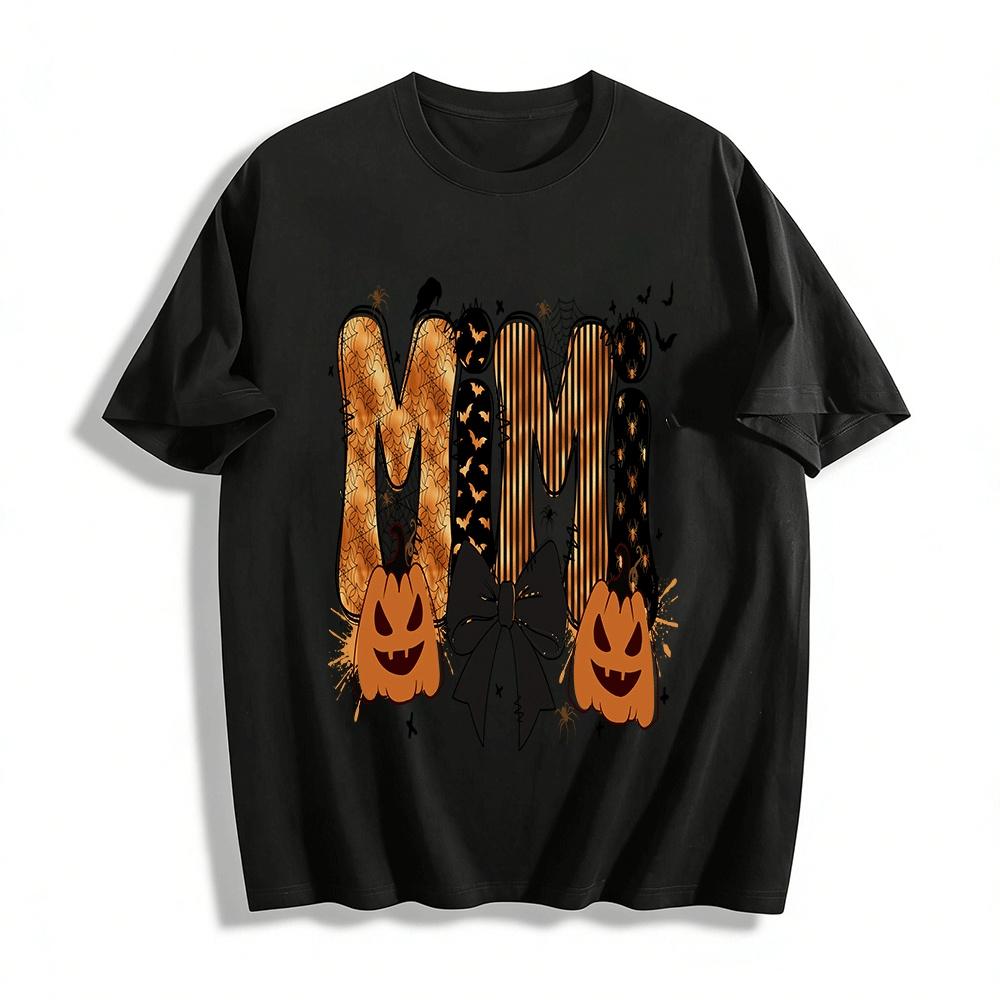

Halloween Themed Mimi Pumpkin Print Casual Top Pure cotton T-shirt XXS