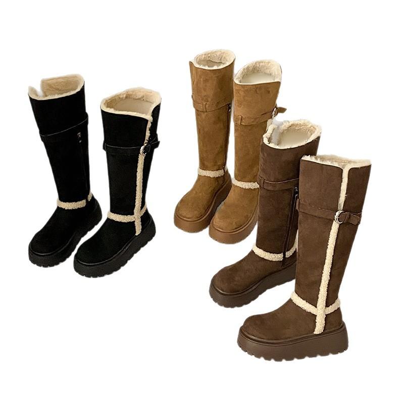 Spot vielseitige aber kniehohe Schneestiefel 2025 Winter neue Samt Damenstiefel zwei Trageweisen dicksohlige thermische hohe Stiefel Damen