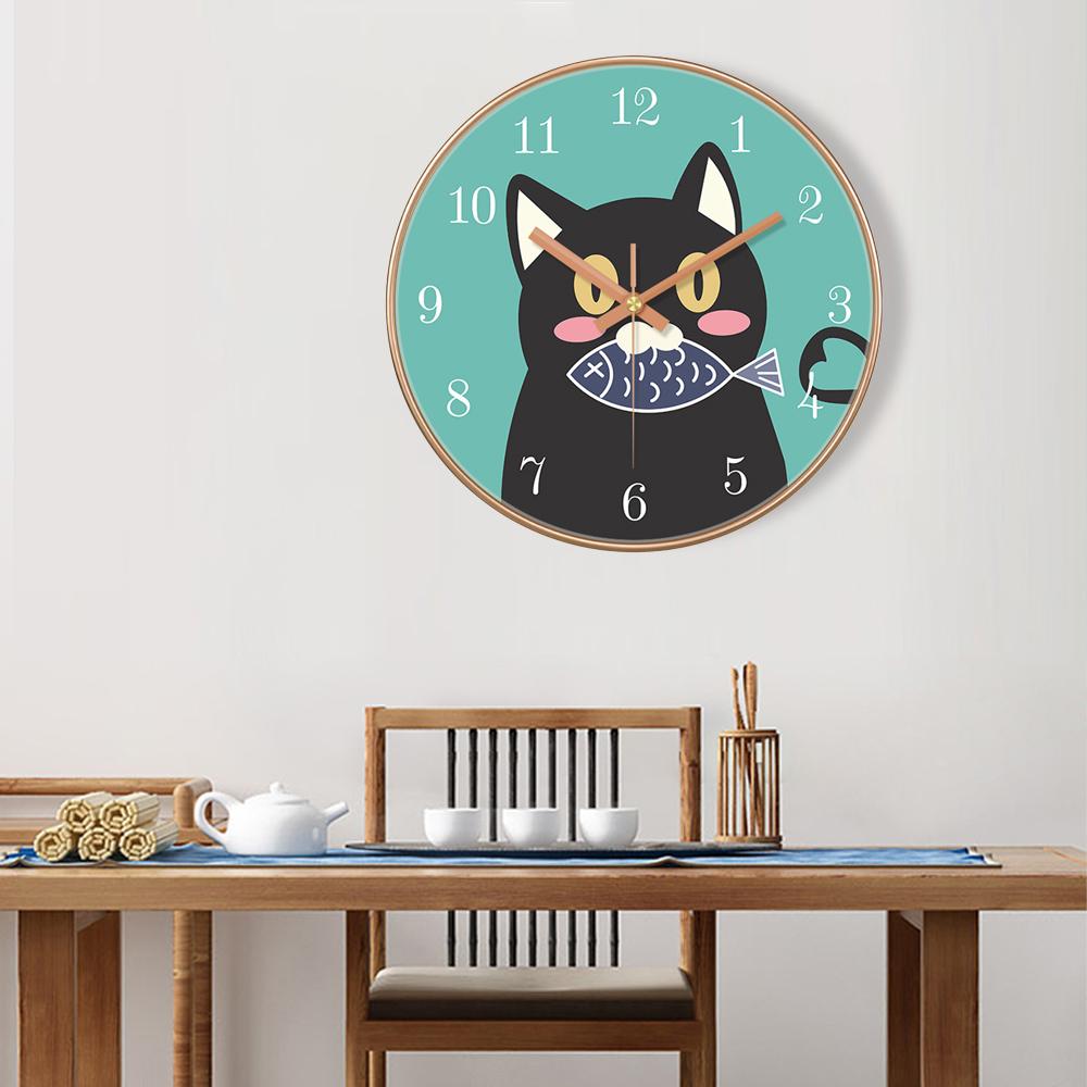 Cartoon Quartz Wall Clock Cute Animals Hanging Wall Clock Living Room Children's Room Kindergarten Decoration Loudspeaker Mute