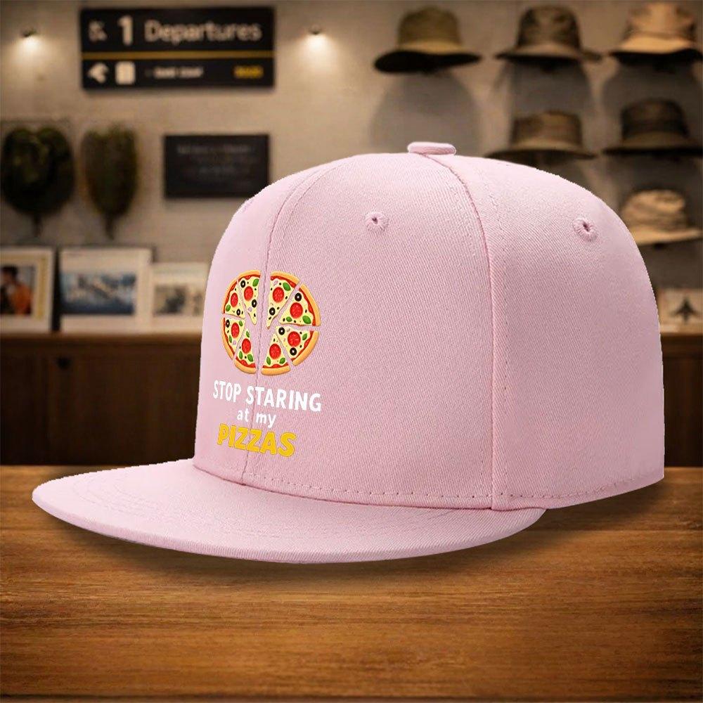 

Stop Staring At My Pizzas Graphic Print Baseball Cap Unisex Polyester Street Style Adjustable HipHop Hat One Size