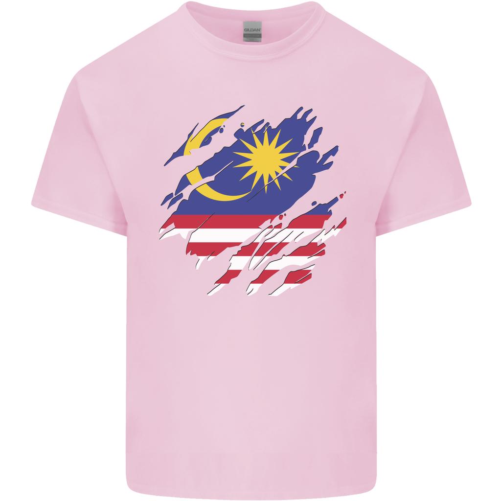 Bandiera della Malesia Strappata Giorno della Malesia Calcio Unisex T-shirt Leggera in Cotone