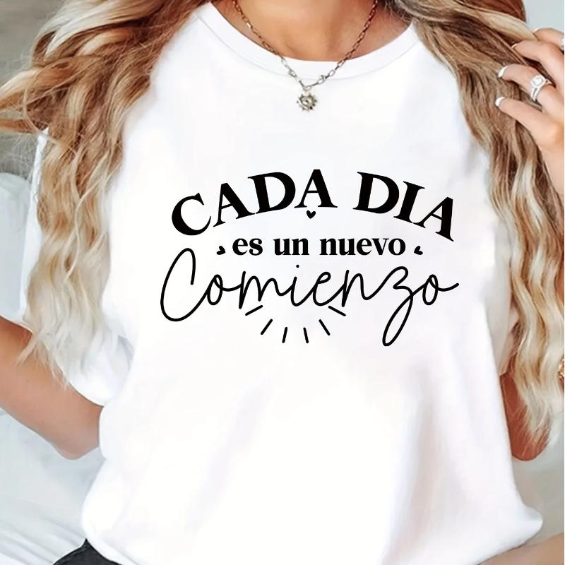

Letter Pattern Printed Summer Women s T-shirt Top Short Sleeve Round Neck Casual Soft Streetwear Women s Tshirt Clothing XS белый