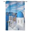Greece Santorini Blue Roof Church Window Curtains Home Decoration Living Room Curtains Kid's Room Cortinas For Kitchen Bedroom