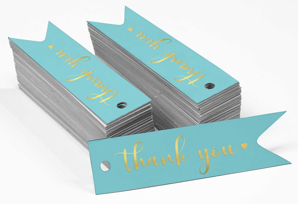 Inkdotpot Pack Of 100 Real Gold Foil Paper Tags Thank You Bridal Shower Favor Hang