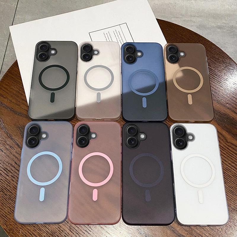 Strong Magnetic Magsafe Case For iPhone 16E 16 15 14 13 12 11 Pro Max Plus 0.3mm Ultra-Thin Hard Cover Matte Transparent Shell