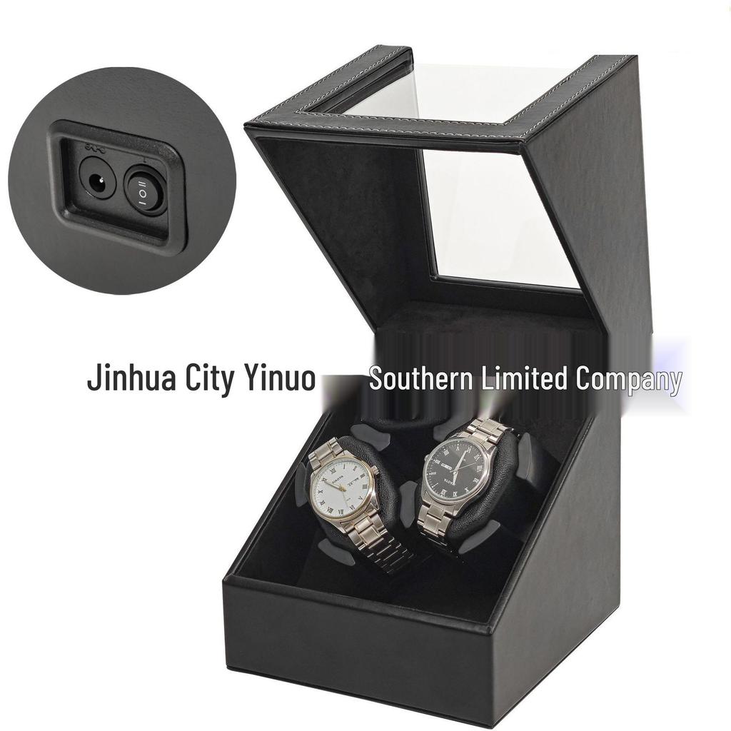 Leather Automatic 3-Position Mechanical Watch Winder with Silent Open-Lid Auto-Stop