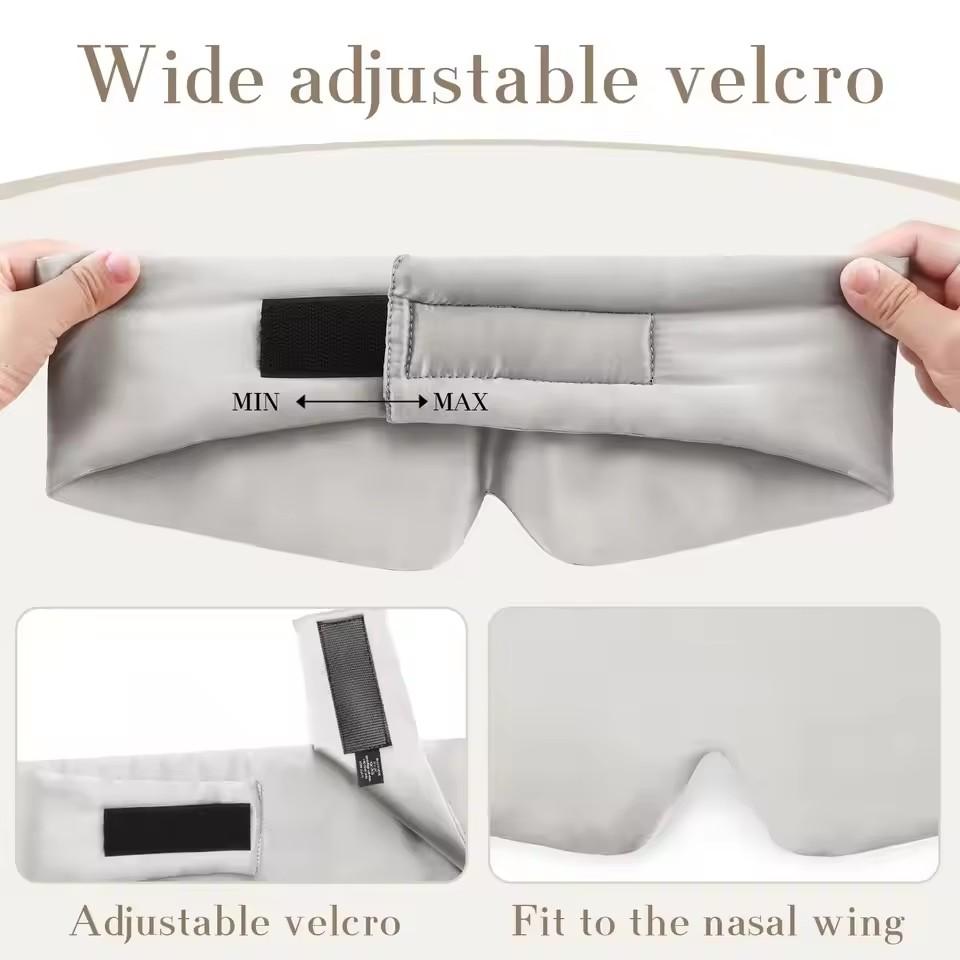 Justerbar sovmask i siden för sidosovare, Sovmask för kvinnor och män 100% rent mullbärssilke, Ögonmask i siden för sömn