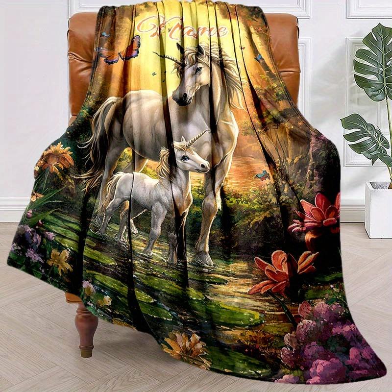 Unicorn Family Customize Your Name Blanket Warm Comfortable And Soft Blankets Are Suitable For Home Lunch Break Blanket Office Sofa Sofa Gift To