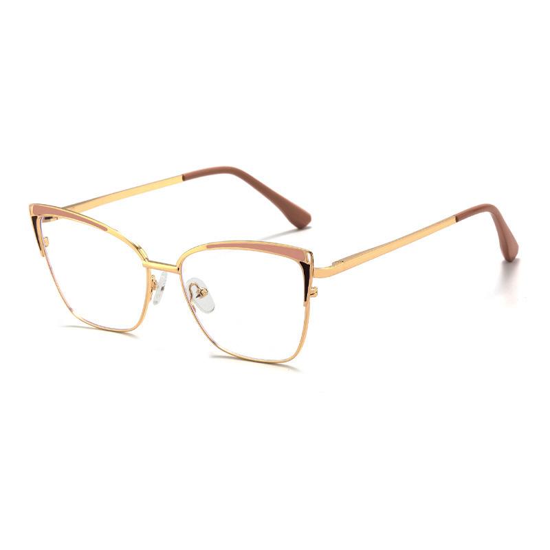 

Trendy Cat-Eye Metal Glasses Frame: European & American Style, Photochromic, Anti-Blue Light Anti-Blue Light, 0°