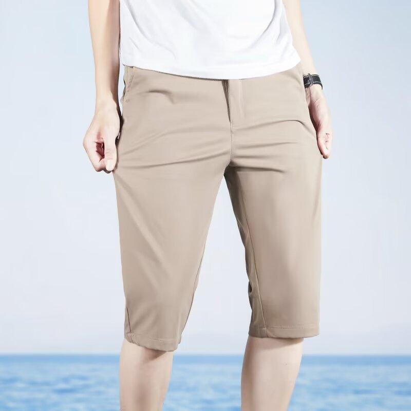 Summer New Suit Shorts Men's Fashion Casual Five-point Medium Pants Non-ironing Slim-fitting Thin Suit Shorts Men