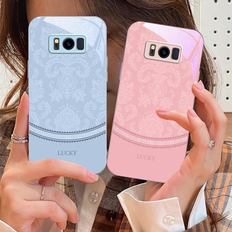White Floral Vine Pattern For Samsung S25 S25 Edge S25Ultra S8 9 S10 20 U Ltra S21 Pro 22 Plus S23 FE S24 Ultra Glass Phone Case
