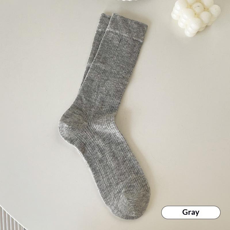

1Pair Women Thin Hollow Out Long Loose Socks Jk Lolita Sweet Girls Japanese Solid Color Breathable Cotton Spring Summer Stocking one size серый