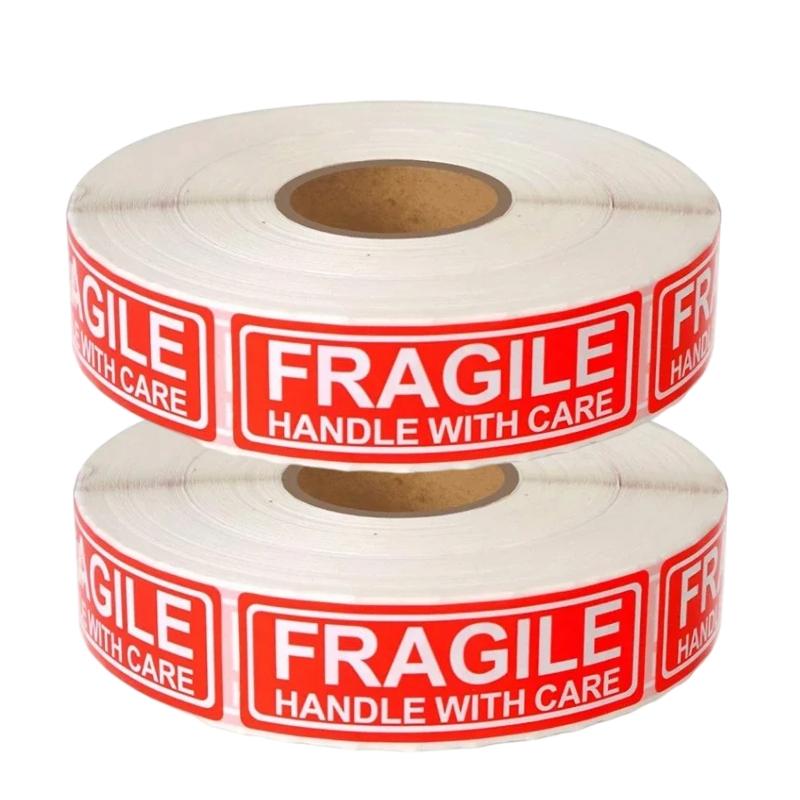 500/1000PCS English Fragile Stickers The Goods Please Handle With Care Warning Express Labels DIY Supplies Red Warning Sticker