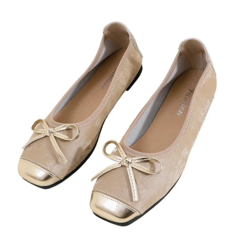 Fashion 2024 Hot Sale Ladies Shoes Slip-on Women's Flats Fashion Butterfly-knot Daily Flats Women New Color Matching Flat Low Heels