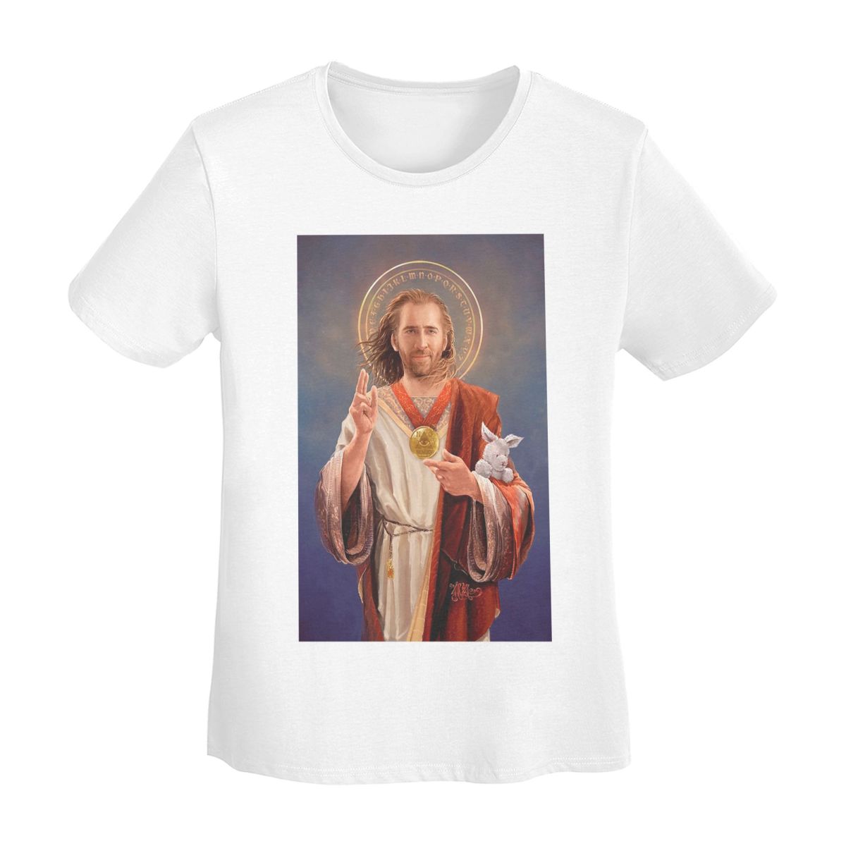 

Nicolas Cage Saint Nicolas Of Cage TShirt Women Short Sleeve T Shirts Crew Neck Streetwear Cotton Summer Tees Streetwear S