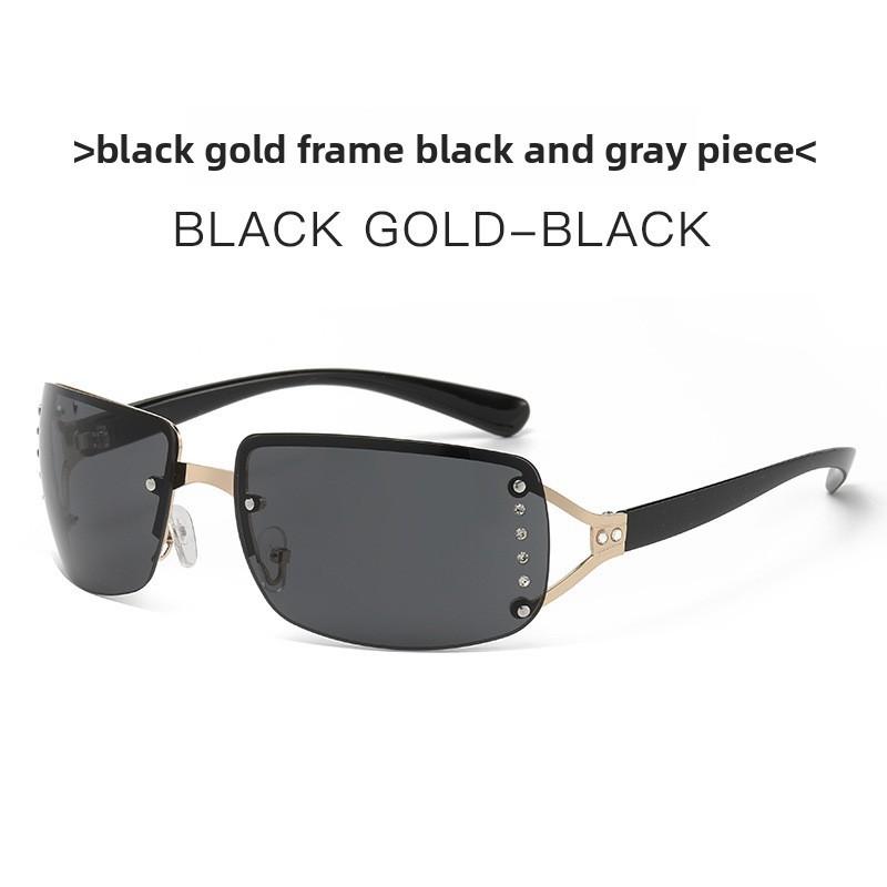 Trendy No Frame Square Eyewear With Silver Lens Uv Protection For Summer Parties Black
