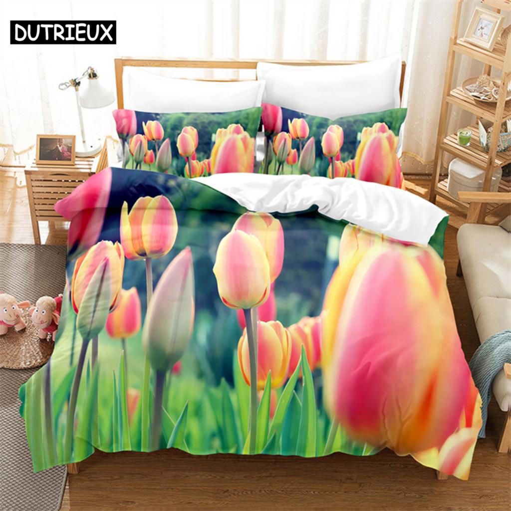 

Комплект постельного белья Tulip Scenery Queen, пододеяльник, детский комплект постельного белья, комплект постельного белья King Size, комплект постельного белья EU single(135x200cm)&set