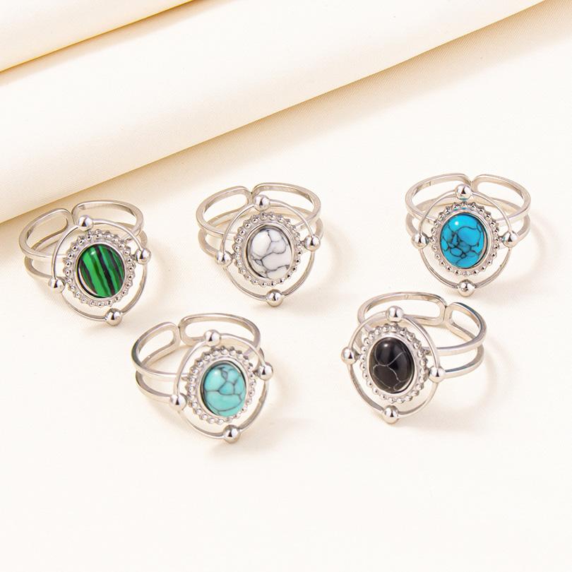 Moderne Sternenplanet Doppel-Schicht Oval Geometrisch Edelstahlringe Für Frauen Männer Schmuck Offen Verstellbarer Ring Geburtstag Anillos