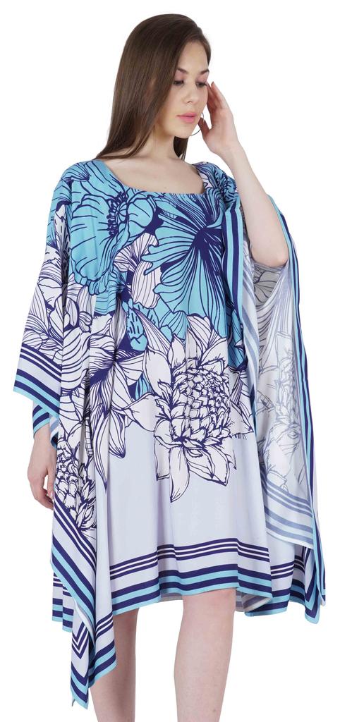 Moomaya Women  s  Short  Tunic  Kaftan  Casual Kimono Mini Beach Dress Swimsuit Cover Up